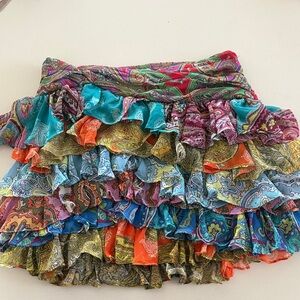 Zara Multicolor Paisley Ruffle Mini Skirt